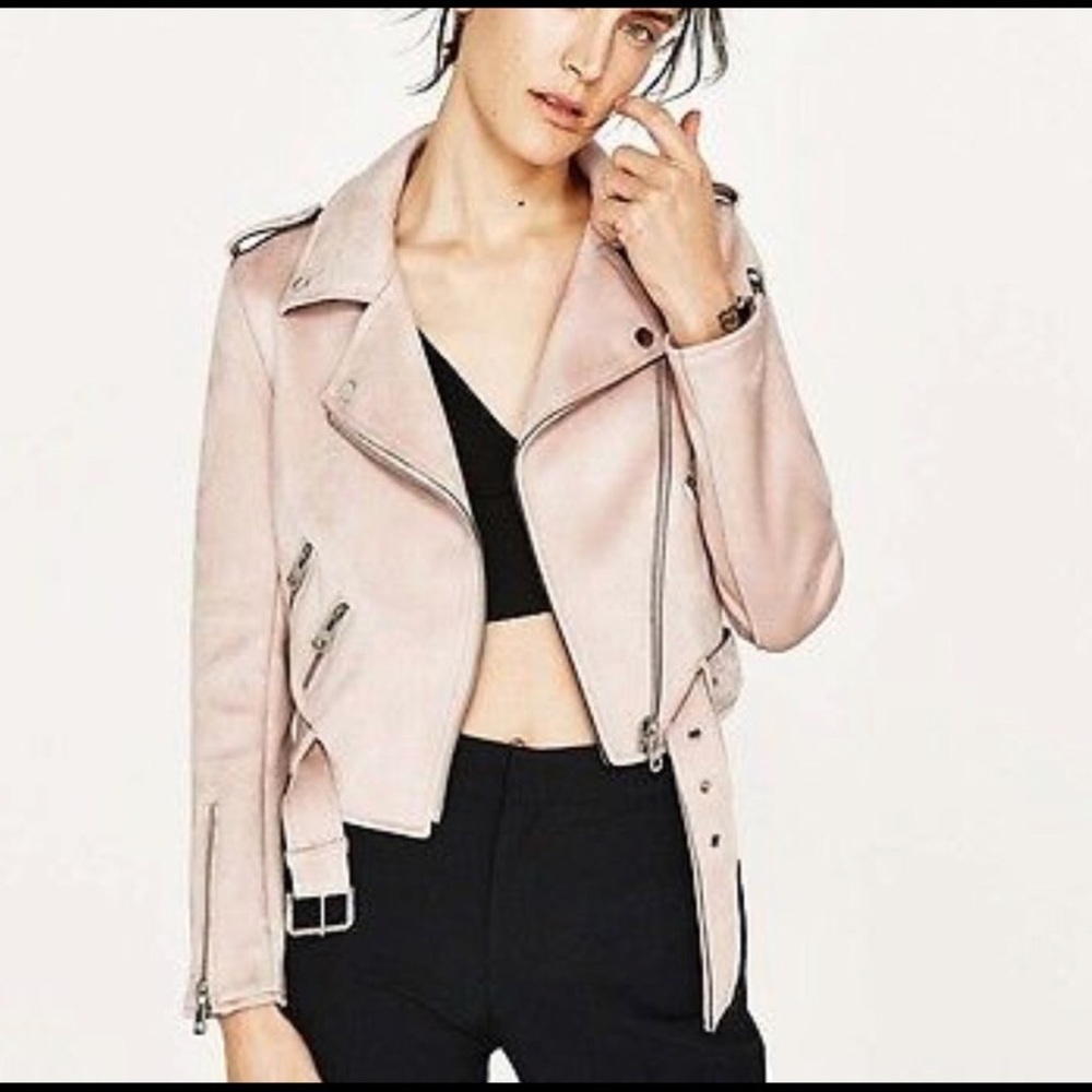 Zara Blush Moto Jacket